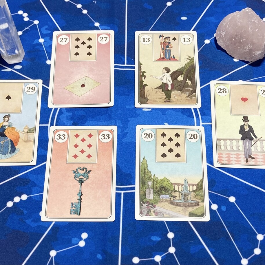 Saya akan meramalkan masa depan cinta hingga 3 bulan ke depan dengan kartu Lenormand-0