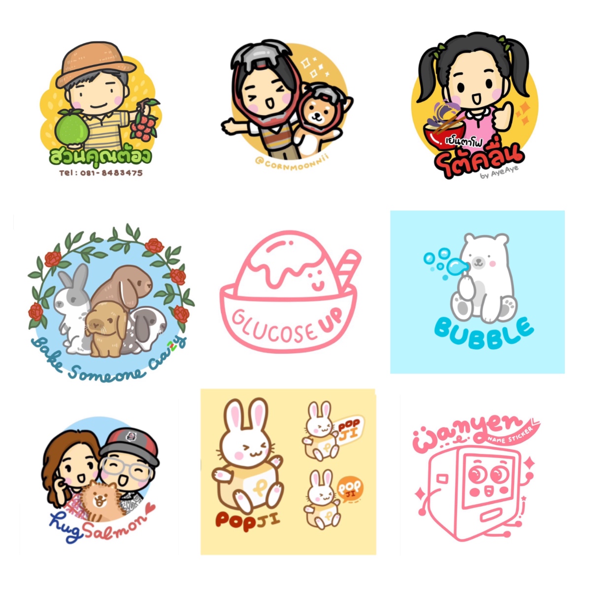 Menggambar desain logo bergaya kartun yang lucu-0
