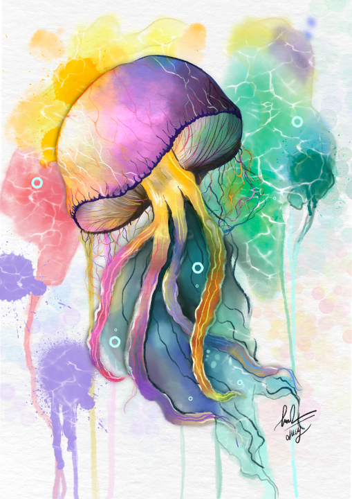 Digital Colorful Watercolor Jellyfish-0