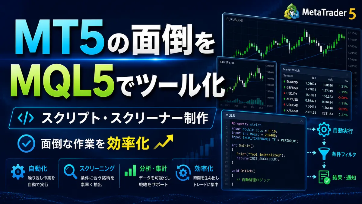 我们将用 MQL5 将 MT5 的繁琐工作工具化-0